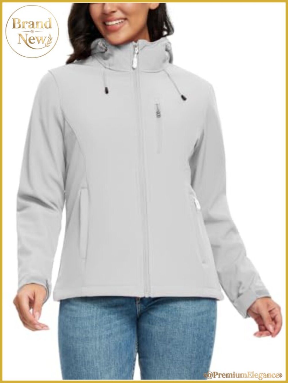 SaphiRose Waterproof Softshell Fleece Lined Hooded Windbreaker Rain Coat